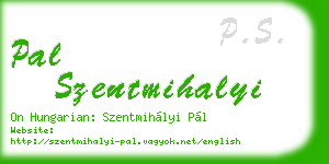 pal szentmihalyi business card
